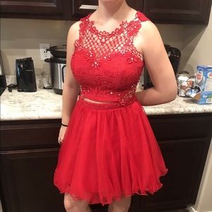 Red 2 piece homecoming dress. Jodi kristopher size 3 in juniors.